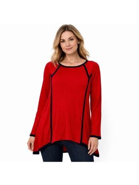 MING Red Black Tunic Sweater Top – Medium